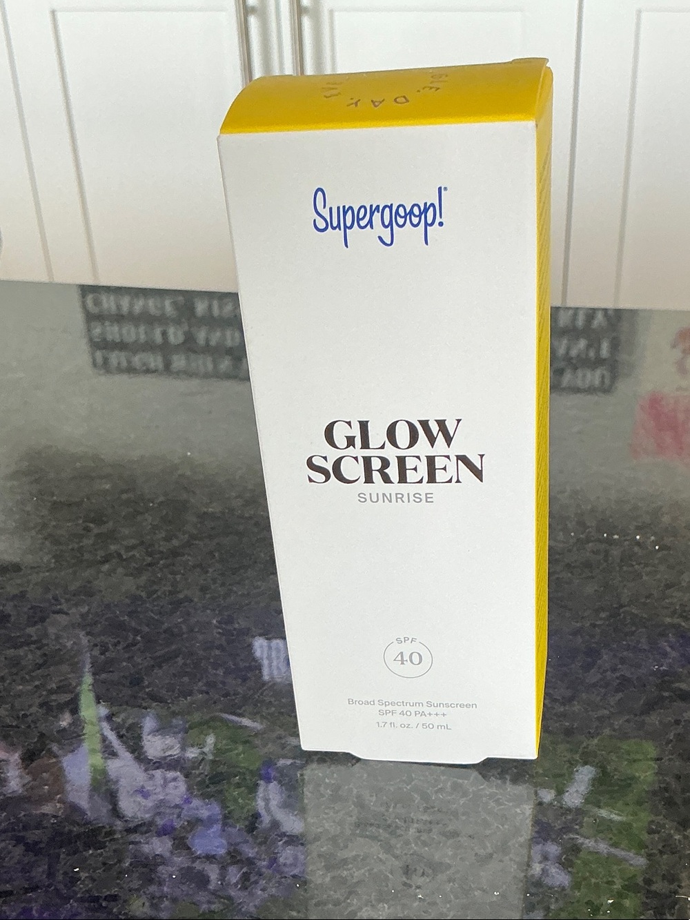 Supergoop! Glow Screen Sunrise SPF 40 - White and Yellow Packaging